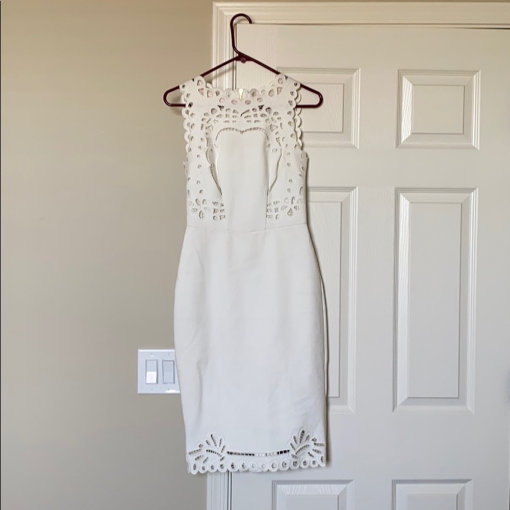 Ted Baker White Scalloped Edge Knit Cocktail Dress